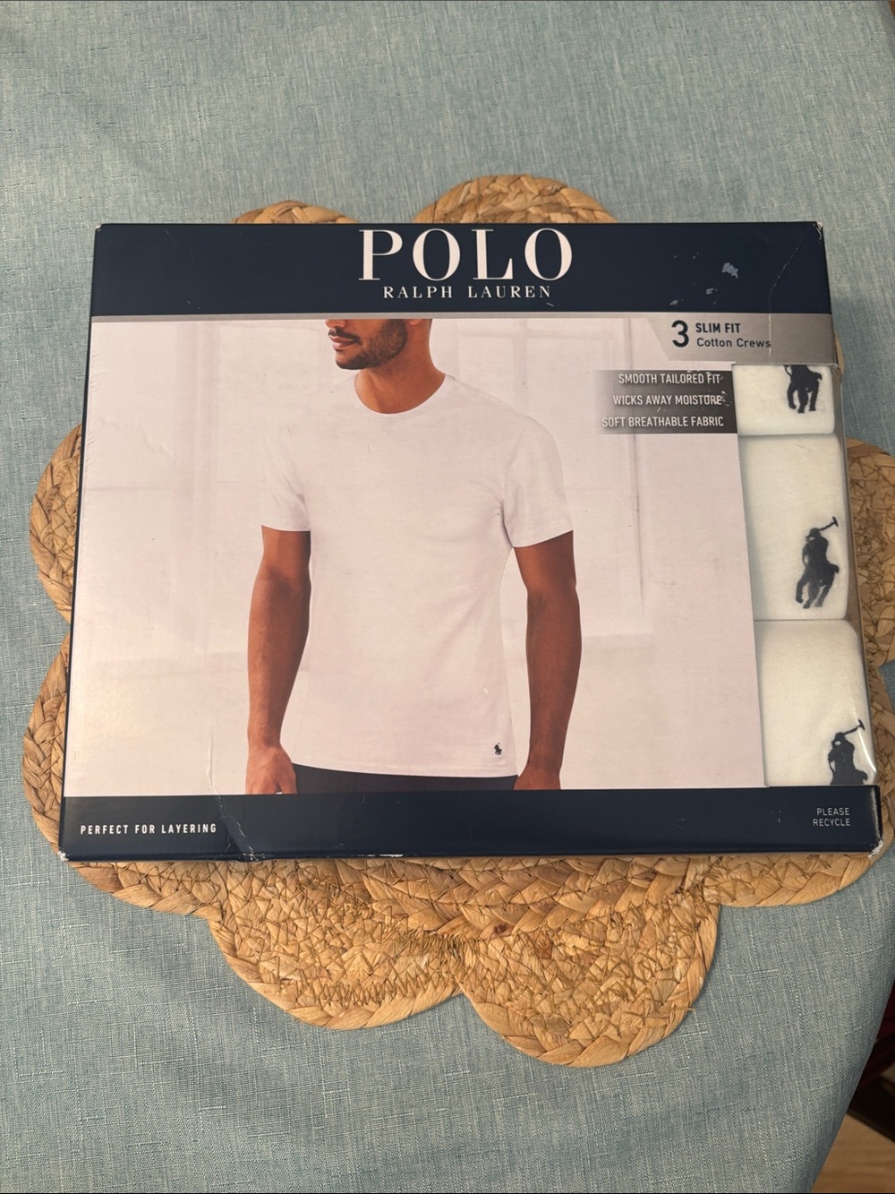 Polo Ralph Lauren 3-Pack Slim-Fit Classic Cotton Crew Undershirts Men’s Size S